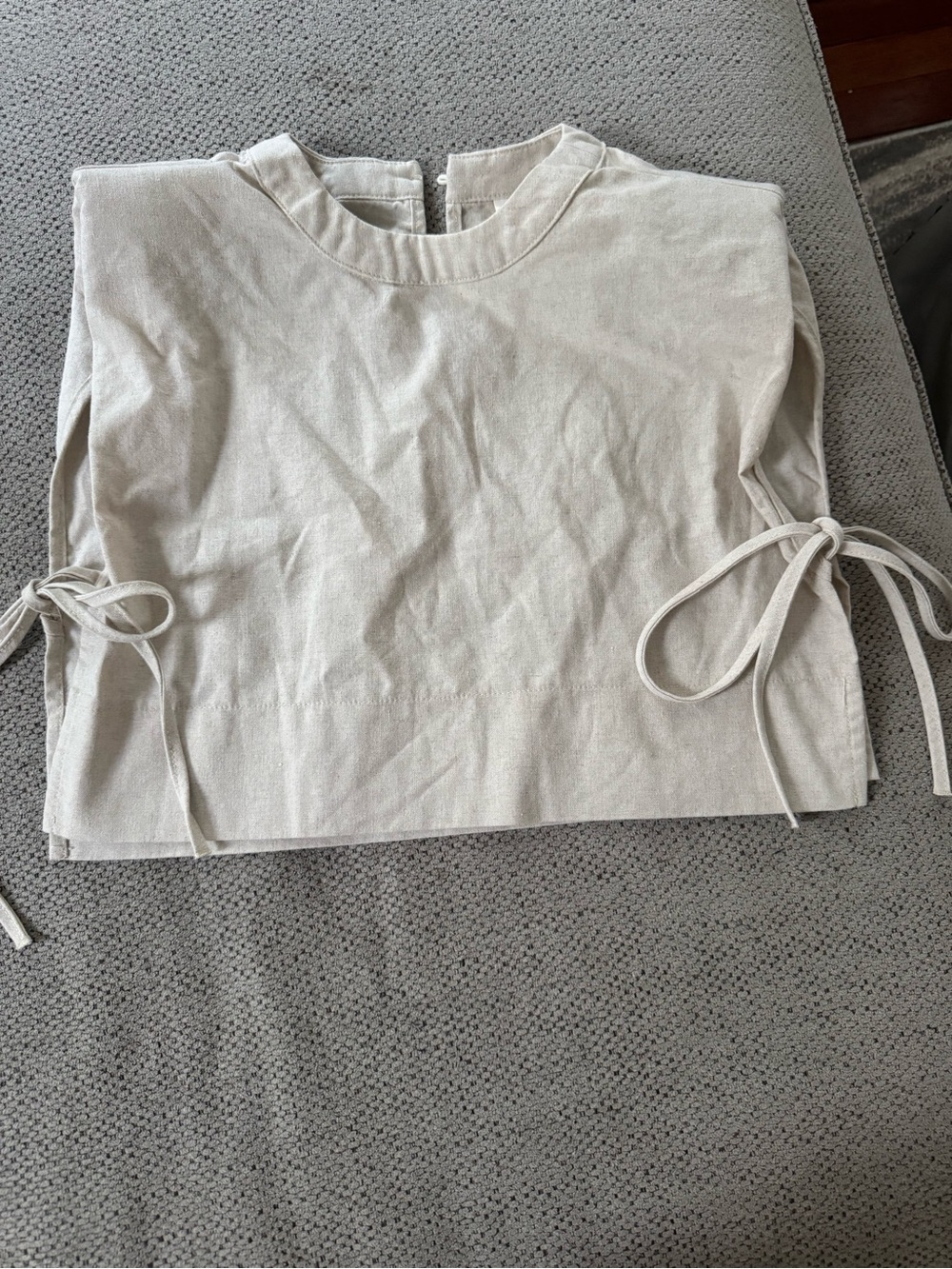 Commense Cream Tie-Side Cropped Boxy Tunic